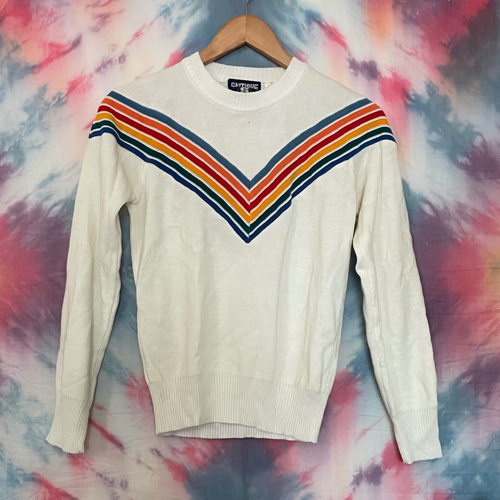 Vintage 70s SKITIQUE Rainbow sweater